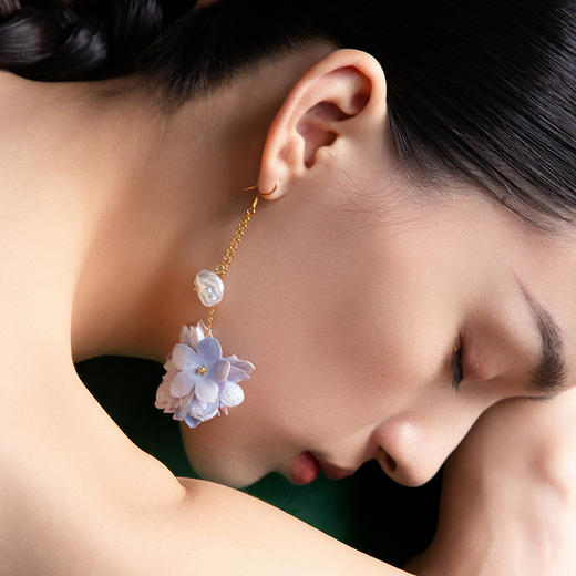 【林栖设计小店】手工花朵耳环巴洛克珍珠优雅2025夏季新品银镀金耳饰女2952428 商品图1