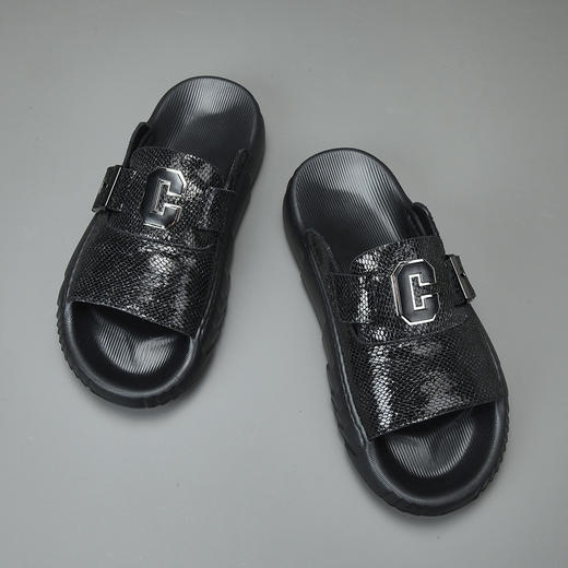 男士百搭夏季镂空透气休闲鞋男生可外穿真皮百搭一字拖鞋 商品图2