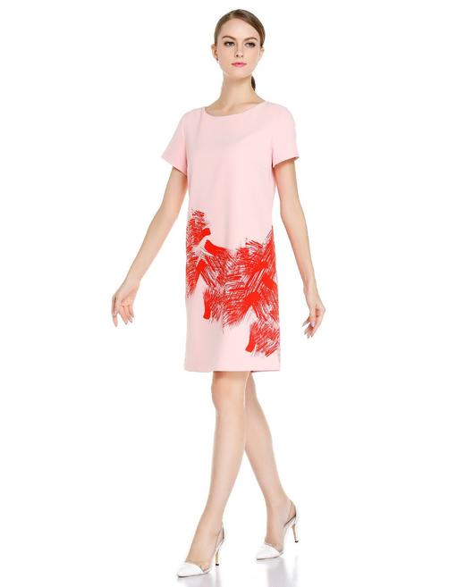JOAN&DAVID   粉/橙红色端庄优雅气质短袖连衣裙【衣服均有轻微脏污，以实拍图为准】 商品图3