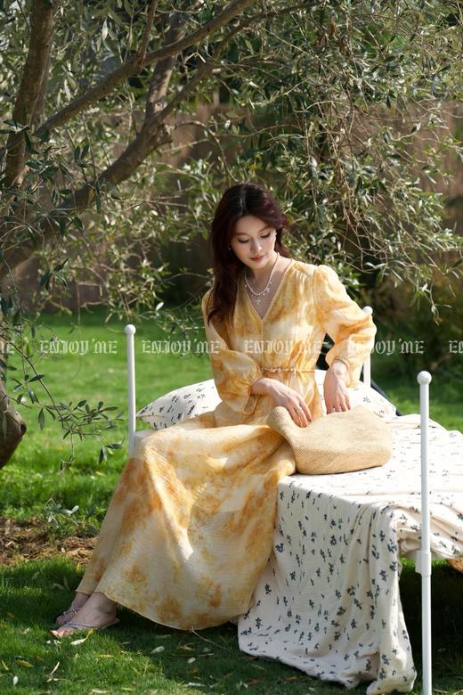 【门店同款】ENJOY夏季“悠然之境”晕染油画感V领长裙 162550507 商品图8
