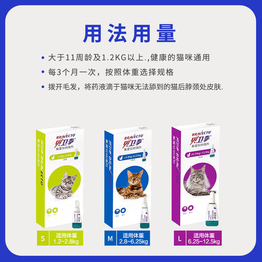 贝卫多猫驱虫药体外滴剂驱除寄生虫蜱虫氟雷拉纳滴剂猫咪用 商品图3