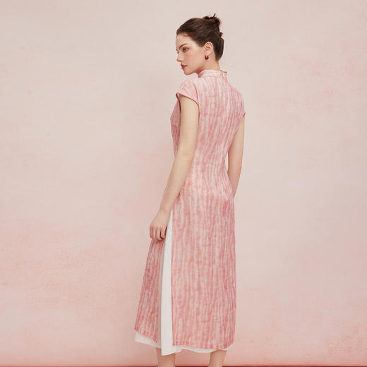 QF827斯尔丽25新款改良式旗袍提花工艺飘逸下摆插片A型显瘦浪漫连衣裙 商品图1