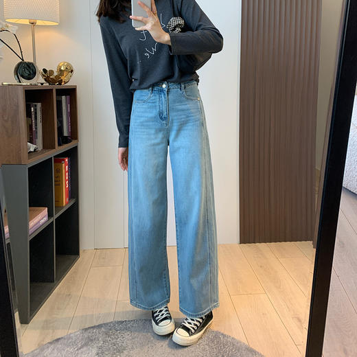 闭眼入好裤型！2025复古高腰宽松立裁斜拼显瘦宽松直筒阔腿牛仔裤长裤！ 商品图1
