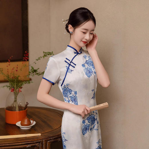 青花瓷中式，长款改良旗袍ZA-82309 商品图2