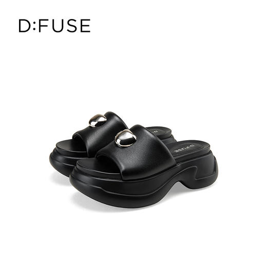 Dfuse迪芙斯2025夏季新款轻盈拖鞋增高厚底鼓棉外穿时尚凉拖DFD2110109 商品图12