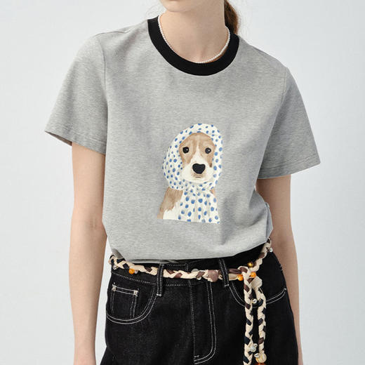 馥迦减龄小狗印花短袖T恤 商品图4