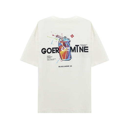 【断码清仓】HX 夏季圆领短袖T恤印花彩绘宽松情侣打底衫微宽松S102522546101 商品图7