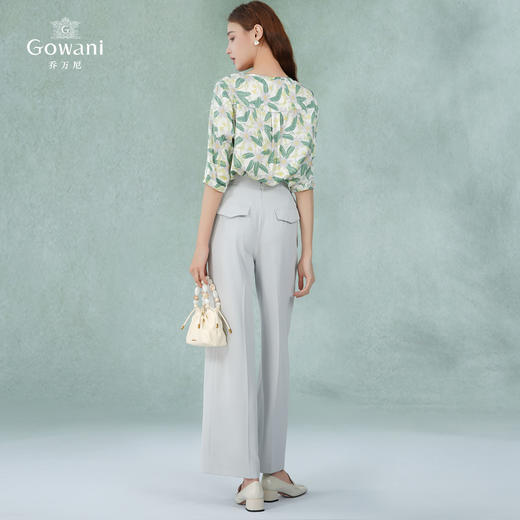 乔万尼夏季新款真丝桑蚕丝衬衫舒适宽松五分袖上衣EI2C802 商品图4