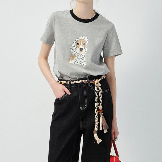 馥迦减龄小狗印花短袖T恤 商品图3