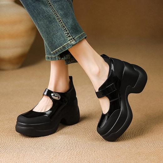 【预售5天】防水台法式高跟玛丽珍鞋松糕厚底浅口牛皮小个子单鞋女MQR&G174-1 商品图4