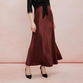 QF503斯尔丽2025夏季新款半裙悬垂线条流畅气质高雅时尚百搭中长款半裙