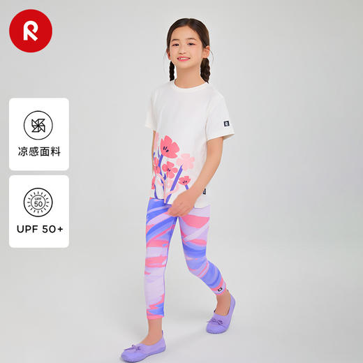 芬兰Reima2025春夏新款女孩大童防晒凉感针织运动弹力舒适紧身裤 商品图0