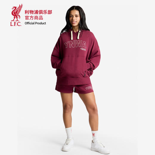 【官网同款】利物浦俱乐部 | 红色连帽卫衣宽松款简约抽绳帽衫 商品图2