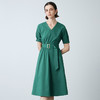 EITIE爱特爱夏季新款气质V领高腰显瘦通勤a字连衣裙7807540 商品缩略图2