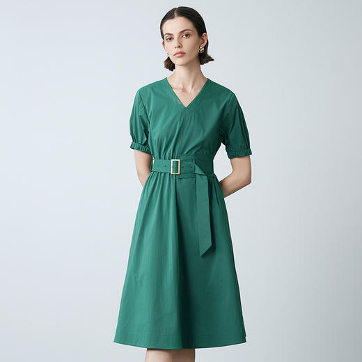 EITIE爱特爱夏季新款气质V领高腰显瘦通勤a字连衣裙7807540 商品图2