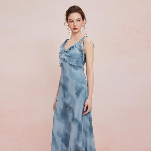 QF87725夏季新款法式浪漫碎花荷叶边裙搭配针织外披连衣裙套装 商品图2