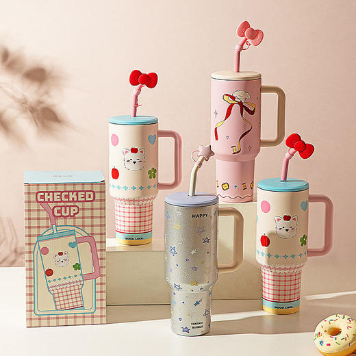 摩登主妇保冷保温杯大容量水杯女生2025新款高颜值吸管杯冰霸杯子 商品图1