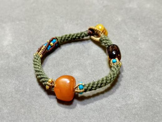 古董原蜡配满爆花多宝编艺手链 商品图0