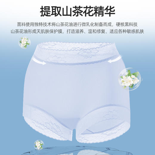 【特妮娜 7A山茶花空调内裤】A类面料 轻纱提花蕾丝 穿着轻薄服帖防卷边下滑 面料独特山茶花油保护膜技术 温和修复 适应各种敏感肌肤 7A级聚乳酸纤维裆部 有效维护女性私处原生弱酸健康环境 商品图4