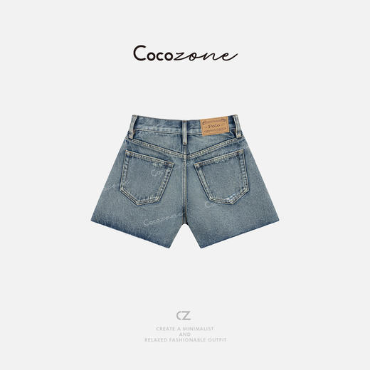 COCO ZONE 刘一一【100棉】做旧水洗毛边裤脚牛仔短裤CD1A0836 商品图1