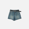 洛诗琳04748复古蓝牛仔短裤2025夏季时尚做旧高腰直筒短裤25371 商品缩略图2