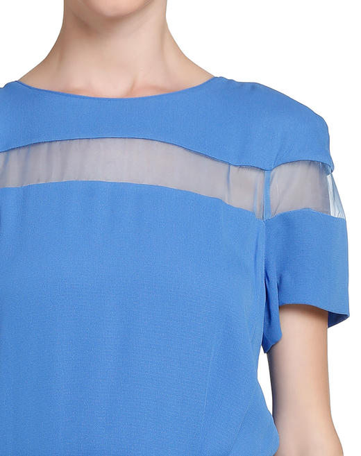 4894415288445  JOAN&DAVID 蓝色圆领素雅短袖连衣裙 商品图4