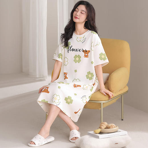 法黛琪夏季纯棉套头睡裙女 商品图1