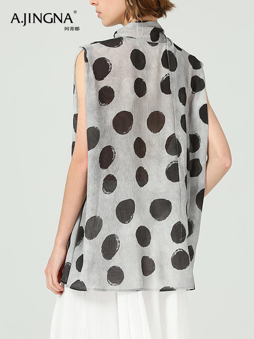 【特价不退换】阿菁娜法式波点飘带无袖衬衫F30X202010 商品图4