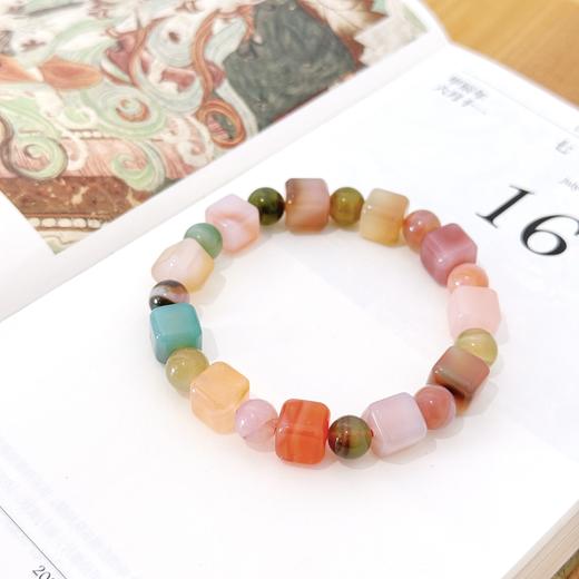 【敦煌盐源玛瑙方糖手串】盐源玛瑙手串 粉盐源玛瑙糖果色女士小清新手链 商品图1