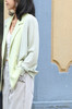 TYNVIE 轻质雪纺针织撞色西装式开衫 - 绿色 商品缩略图4
