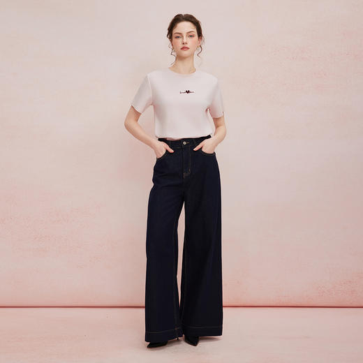 QF310斯尔丽25夏季新款水洗牛仔阔腿加长版宽松显瘦百搭时尚裤子 商品图3