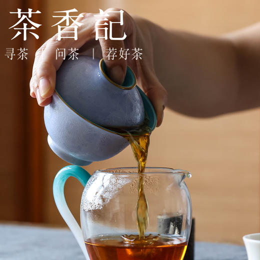 茶香记 内松石绿无托盖碗（芷颜）120ml古帛扒花古典雅致撞色搭配 商品图4
