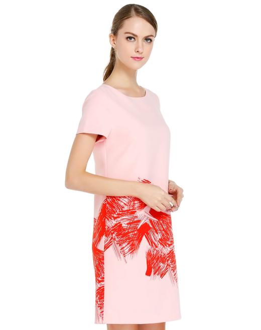 JOAN&DAVID   粉/橙红色端庄优雅气质短袖连衣裙【衣服均有轻微脏污，以实拍图为准】 商品图2