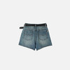 洛诗琳04748复古蓝牛仔短裤2025夏季时尚做旧高腰直筒短裤25371 商品缩略图3