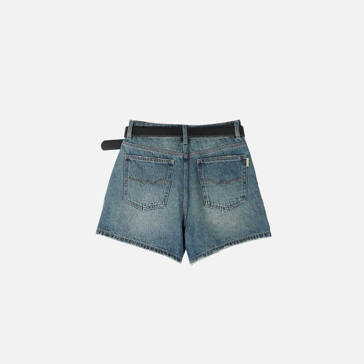洛诗琳04748复古蓝牛仔短裤2025夏季时尚做旧高腰直筒短裤25371 商品图3