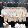 【满印图案家居服套装~】夏季纱布睡衣 儿童纯棉a类 纱布家居服套装 女童薄款花边开衫两件套-QQ 商品缩略图0