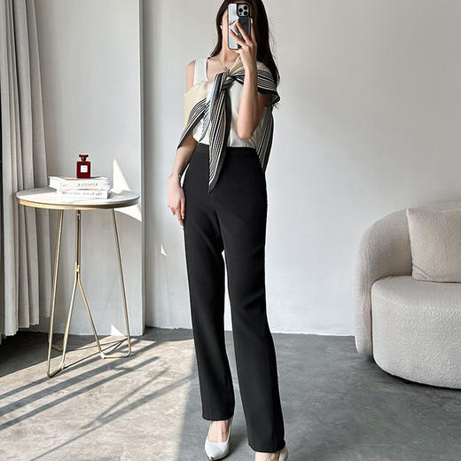 洛诗琳05129气质通勤西装裤2025新款高腰显瘦直筒长裤0837 商品图1