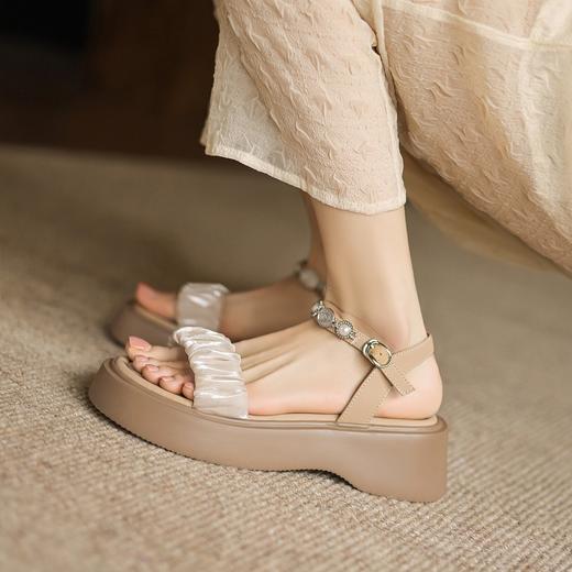 仙女风厚底一字带凉鞋女夏季2025新款休闲百搭5.5CM 商品图1