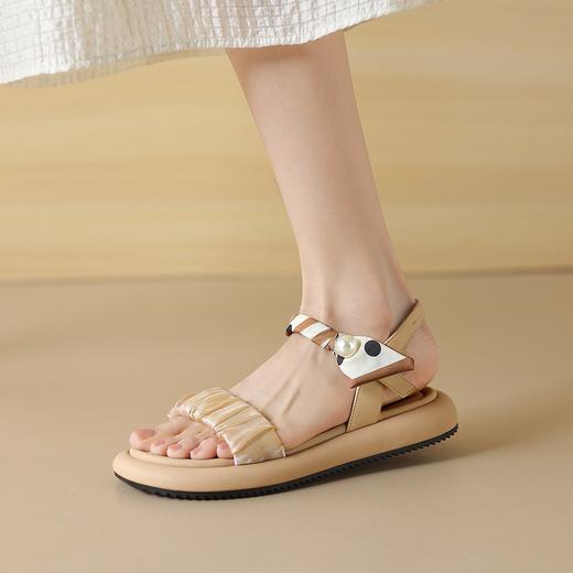 百搭网纱丝带凉鞋女款2025新款爆款一字带软底2.5CM 商品图3