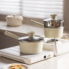 摩登主妇钛陶瓷奶锅宝宝辅食锅不粘锅多功能蒸煮一体汤锅泡面小锅