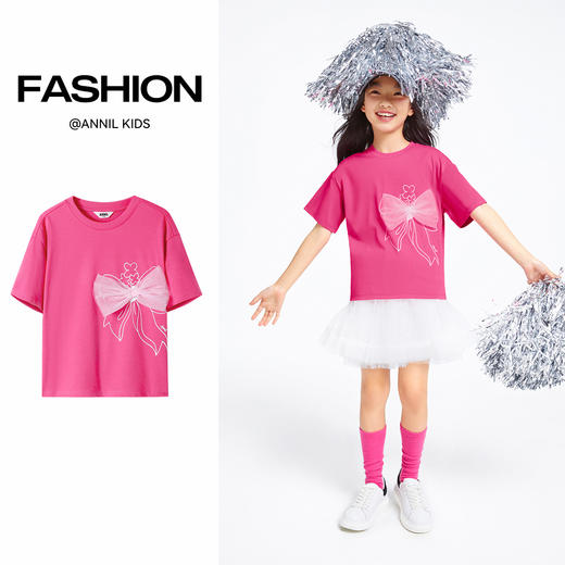 女童圆领短袖针织衫夏季新款安奈儿童装EG521202 商品图2
