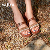 预售7天|Safiya/索菲娅2025民族风编织轻便休闲方头平底高级感一字拖SFD2110365 商品缩略图2
