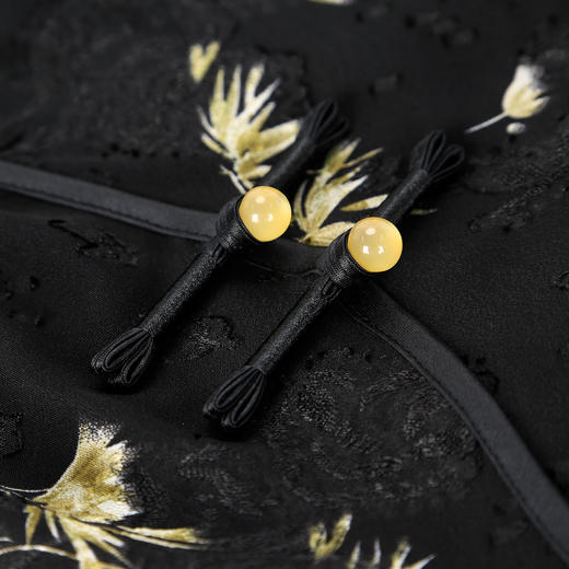 QF820斯尔丽25新款改良式旗袍提花加印花下摆荷叶波浪修身浪漫连衣裙 商品图8