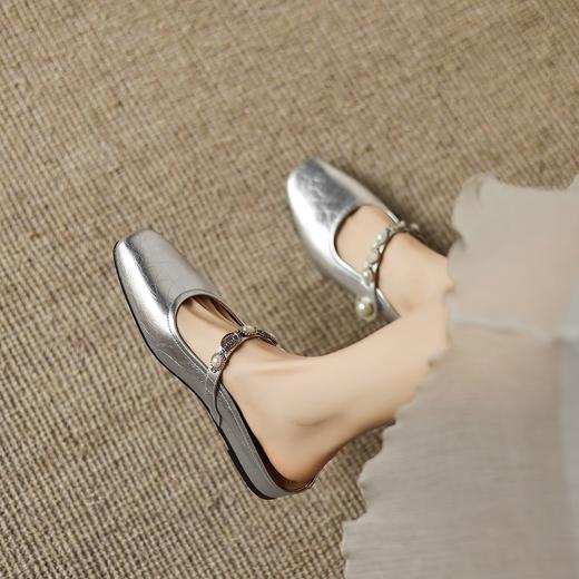 银色包头拖配裙子夏季外穿气质真皮穆勒半拖百搭4CM 商品图4