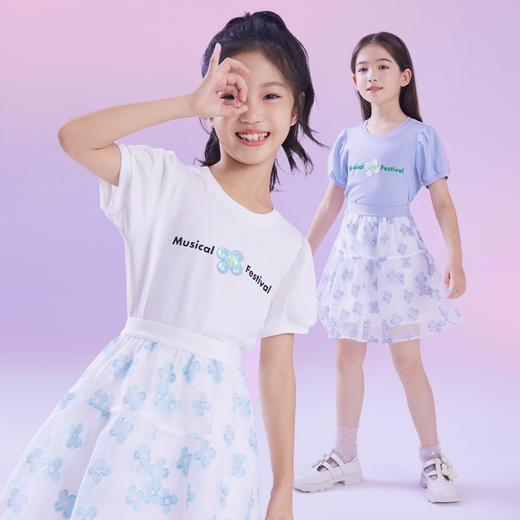 女童SORONA圆领短袖针织衫夏季新款安奈儿童装EG521199 商品图3