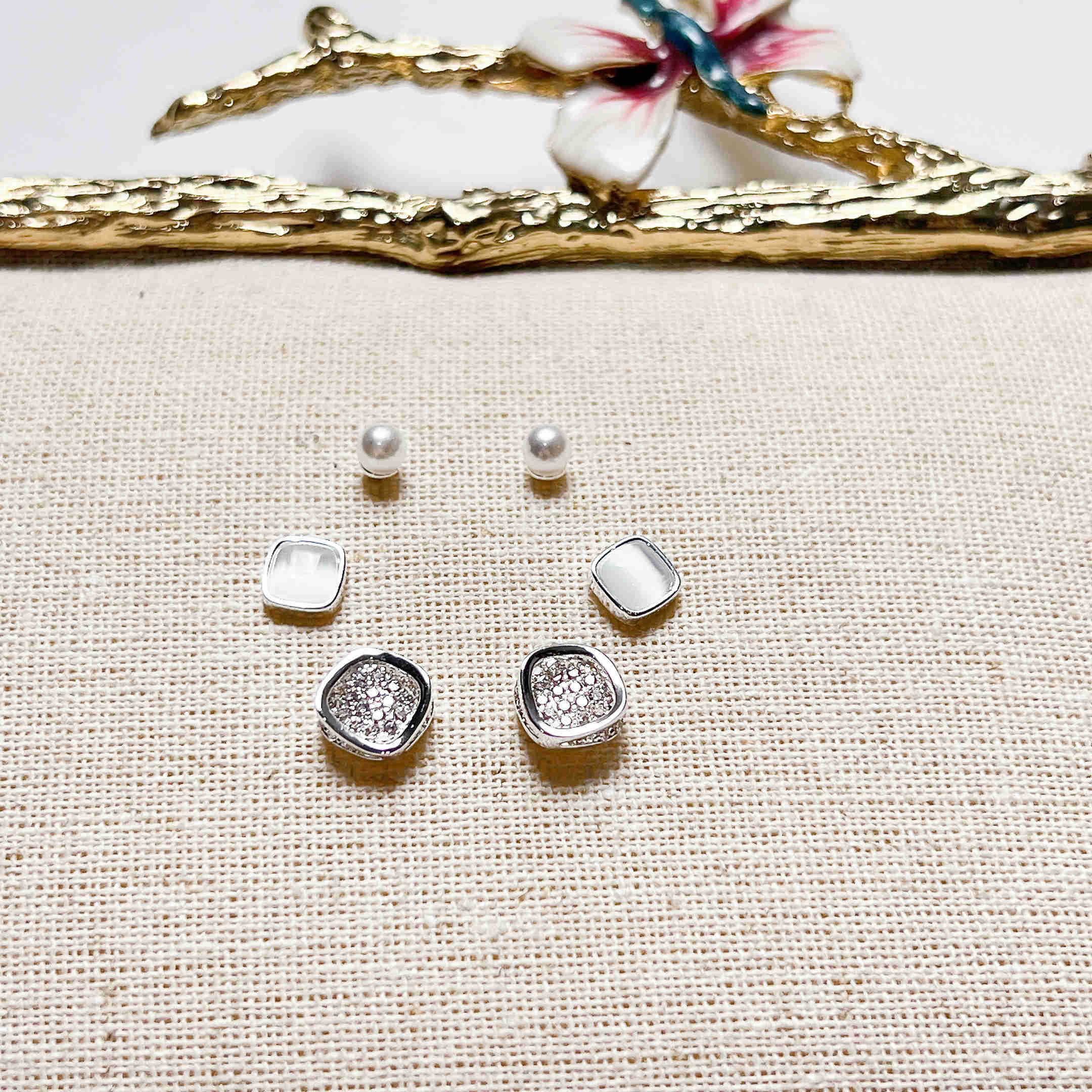 百搭基础款耳钉（3对装）0519-