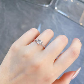 【线上铂金馆】PT950 #CNC 【国际铂金协会】铂金实心活口戒指经典牛头四爪直臂仿钻女戒(BJZ00211)预售产品下单后不退款不退货不换货不补差价)