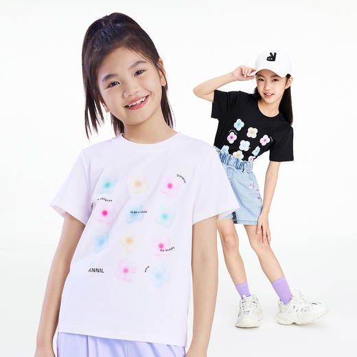 女童SORONA圆领短袖针织衫夏季新款安奈儿童装EG521192 商品图3