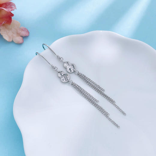 【限时8.8折】【线上铂金馆】PT950 #母亲节 #葫芦 【国际铂金协会  精品】铂金实心渐变链条流苏福禄多多鱼鳞葫芦耳饰耳钩耳吊(BES00234)预售产品下单后不退款不退货不换货不补差价) 商品图2