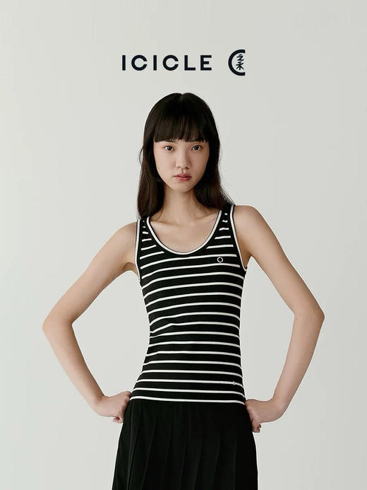 【有货 拍下改价】  IC之禾宽条 超复古撞色条纹 棉弹罗纹背心 商品图5